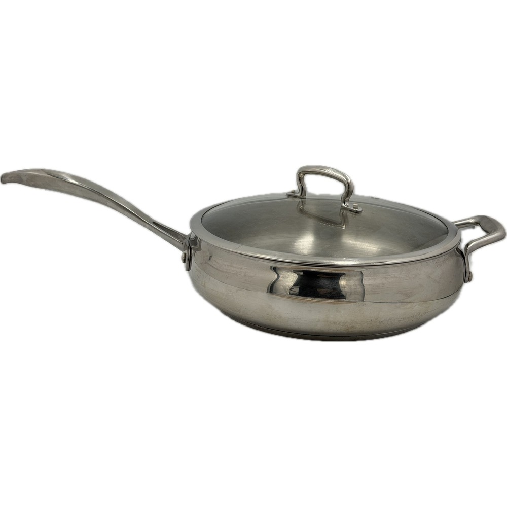 Biltmore 12" Stainless Steel Saute Pan Glass Lid Helper Handle 5 Qt Cookware